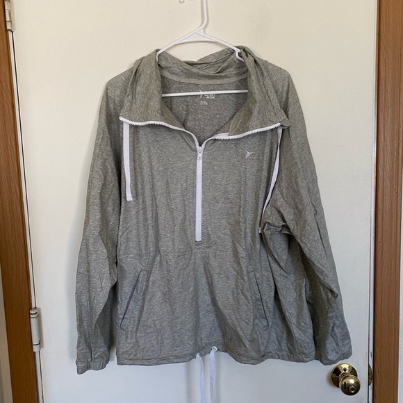 Old Navy Active XXL green white quarter zip hooded jacket - Picture 1 of 3